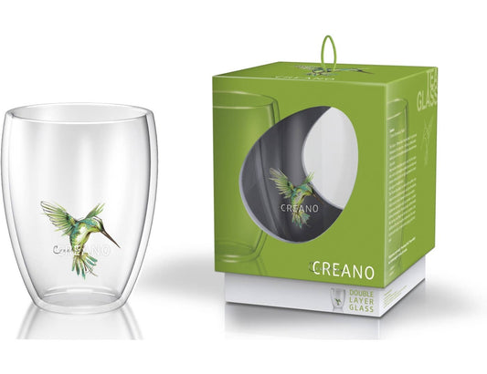 Thermisch glas āHummiā groen, dubbelwandig, 250 ml, in luxe geschenkverpakking