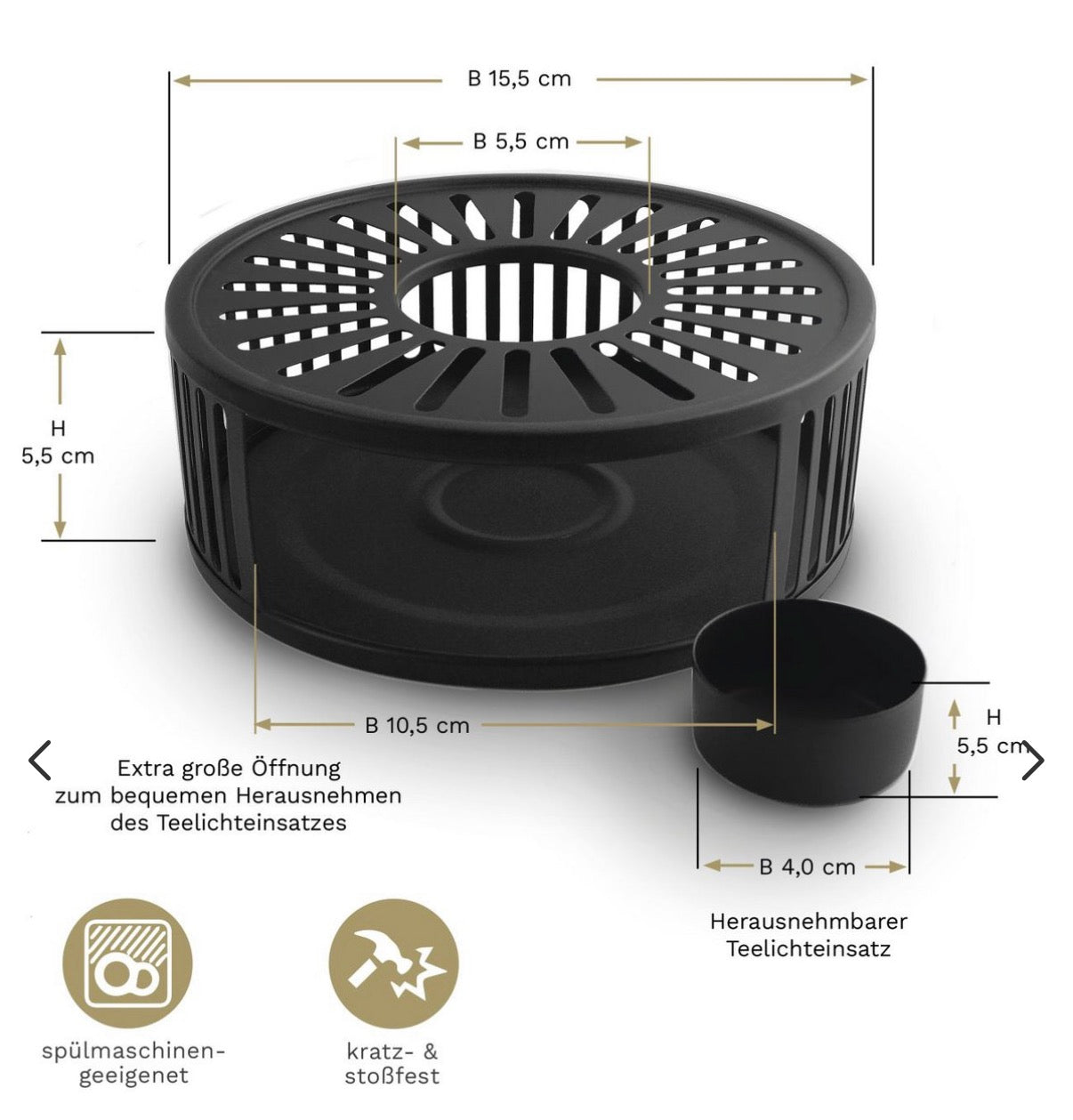 Creano theelicht zwart/wit