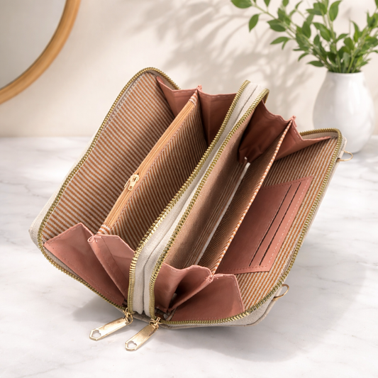 Tas Croco met 10 cm portemonnee 19x11x6,5 cm Beige