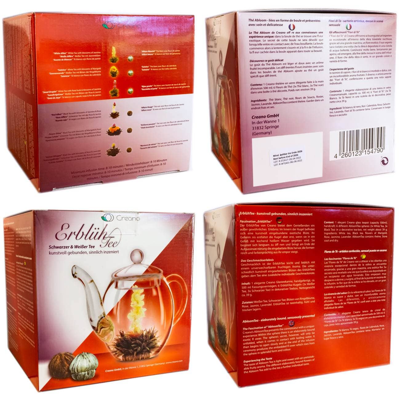 Geschenkset theepot 500 ml, witte en zwarte thee