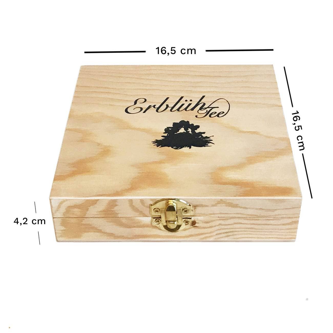 Creano theebloemen geschenkset in houten doos, 12 bloeiende theeballen in 6 varianten, groene thee met fruitige smaken