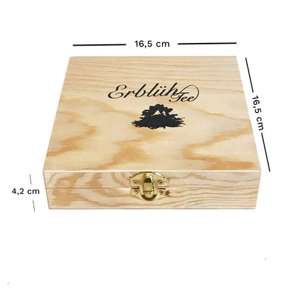 Creano theebloemen geschenkset in houten doos, 12 bloeiende theeballen in 6 varianten, groene thee met fruitige smaken