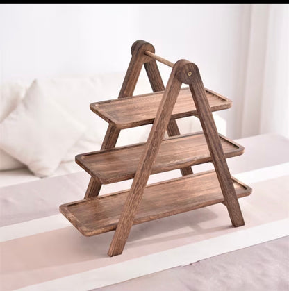 Houten driedelig serveerrek