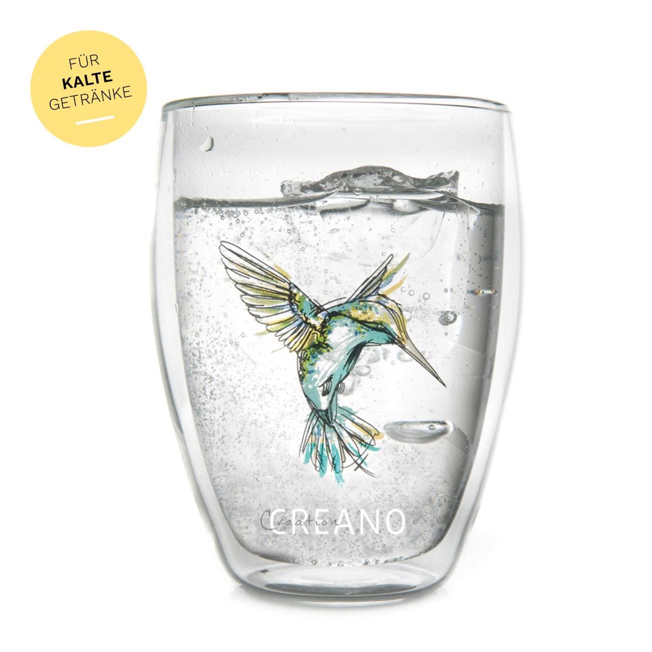 Creano thermoglas 'Hummi' blauw, dubbelwandig, 250 ml