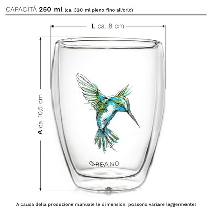Creano thermoglas 'Hummi' blauw, dubbelwandig, 250 ml