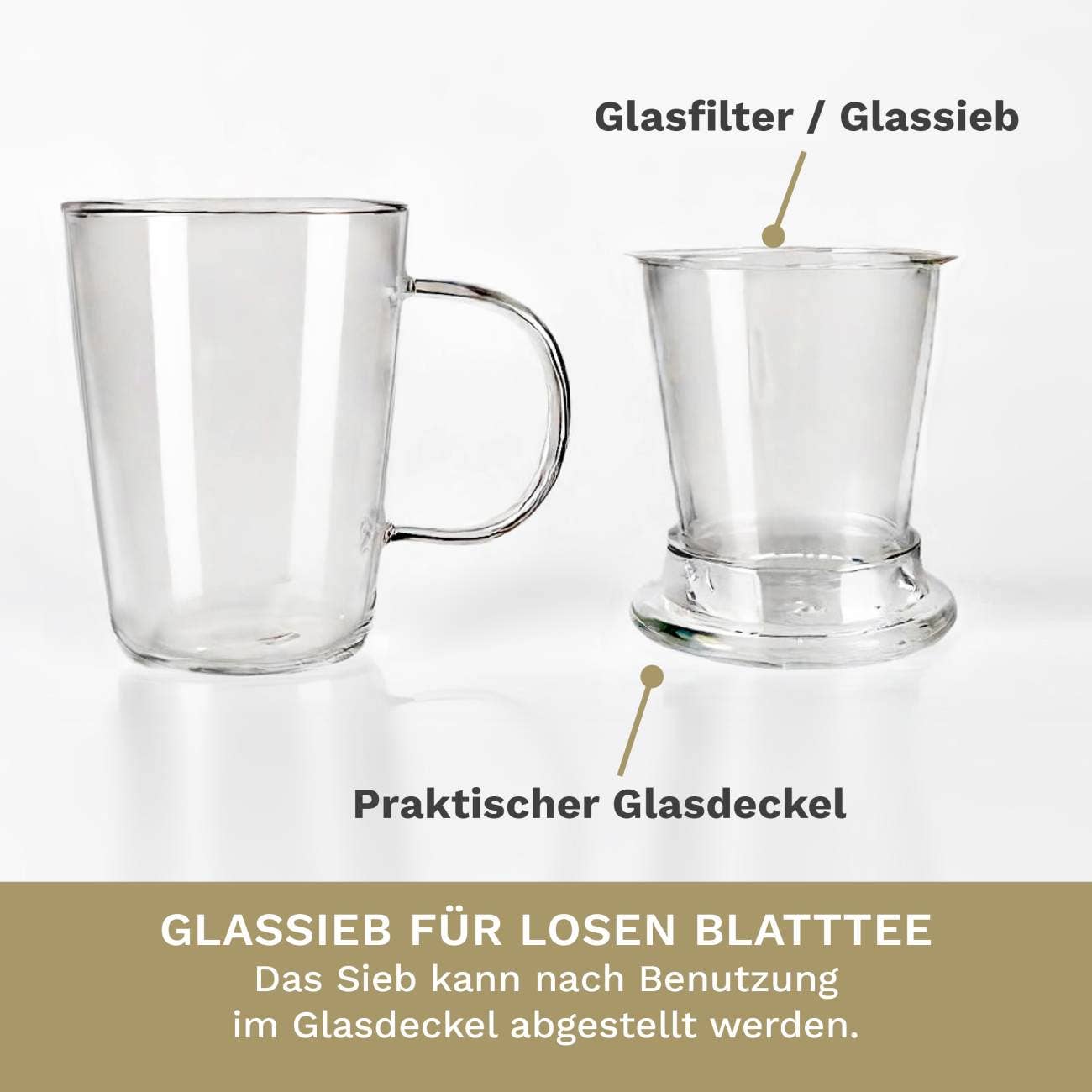 Creano theeglas 400 ml met glazen zeef en deksel