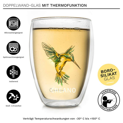 Thermisch glas “Hummi” groen, dubbelwandig, 250 ml, in luxe geschenkverpakking