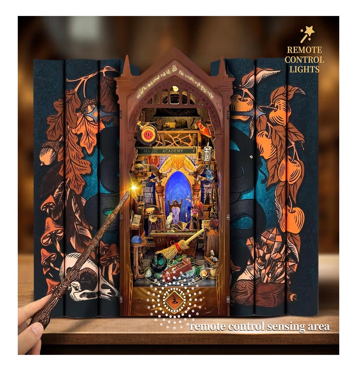 Book Nook Wooden 3D Puzzle Magic Academy incl. Wand