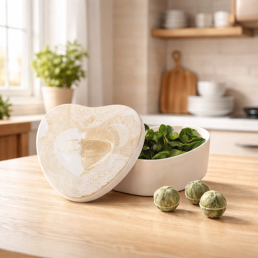 Theebloemen in hartvorm groene thee