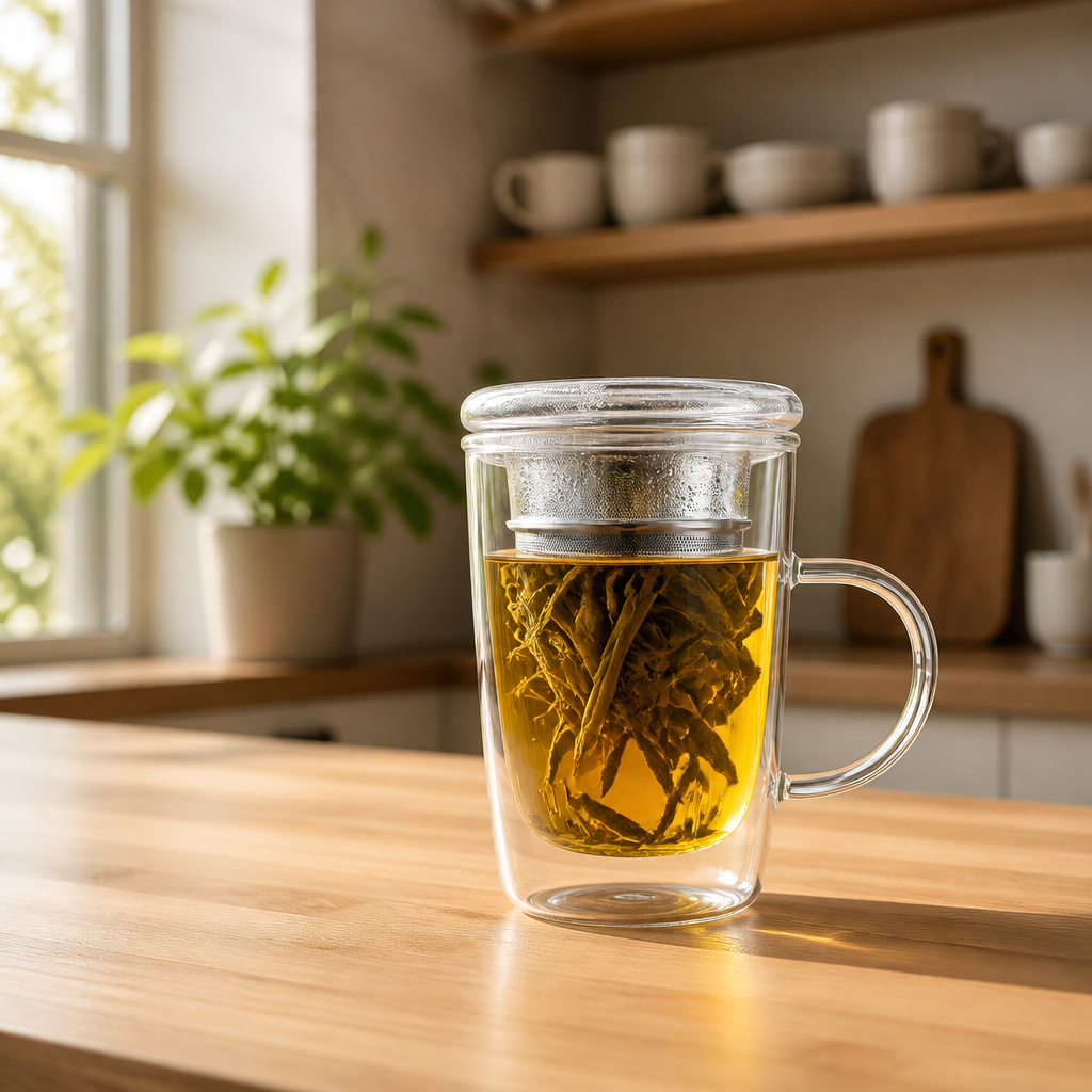 Creano theeglas 400 ml met glazen zeef en deksel