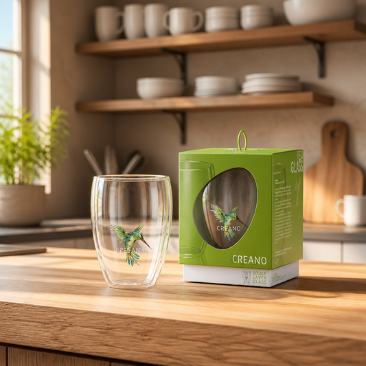 Thermisch glas “Hummi” groen, dubbelwandig, 250 ml, in luxe geschenkverpakking