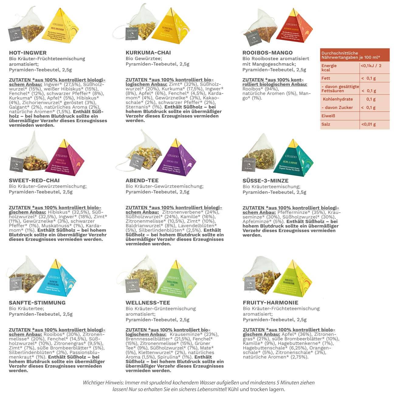 Theepakket met 12 piramidezakjes, 30 g