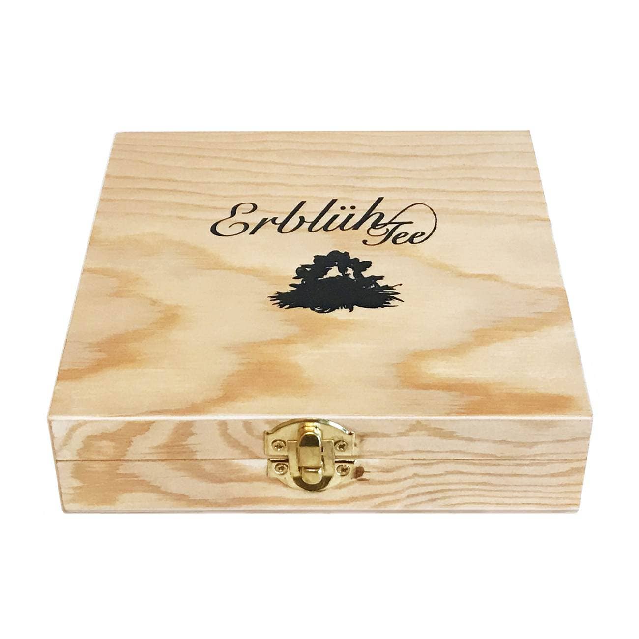 Creano theebloemen cadeau set in houten theedoos, 12 bloeiende theeballen in 6 variaties witte thee